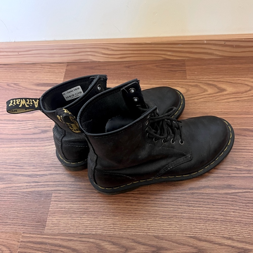Dr. Martens Black Leather AirWair Boots for Women